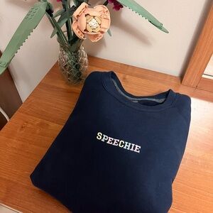 Fruit of the Loom Navy Sweatshirt with Multicolor 'SPEECHIE'